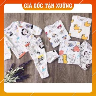 COMBO 5 Bộ cotton giấy Thông Hơi dài tay cúc giữa cực mềm min thoáng cho bé