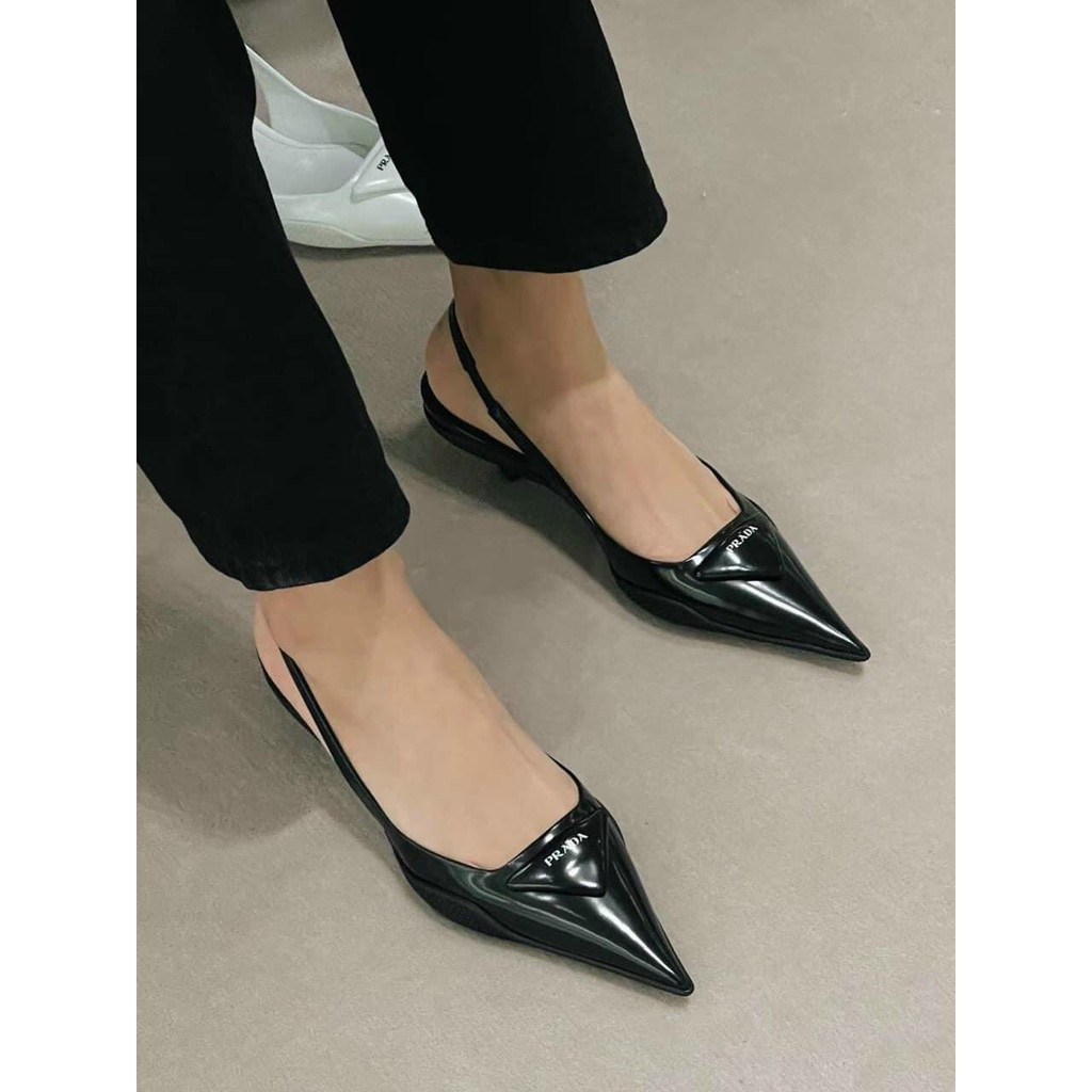 Giày Cao Gót Prada Quai Sau 3f Full Phụ Kiện