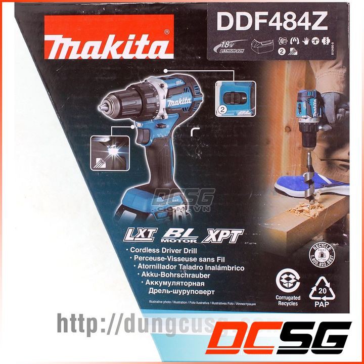 Máy khoan, vặn vít 13/38mm dùng pin 18V Makita DDF484Z (không pin sạc)