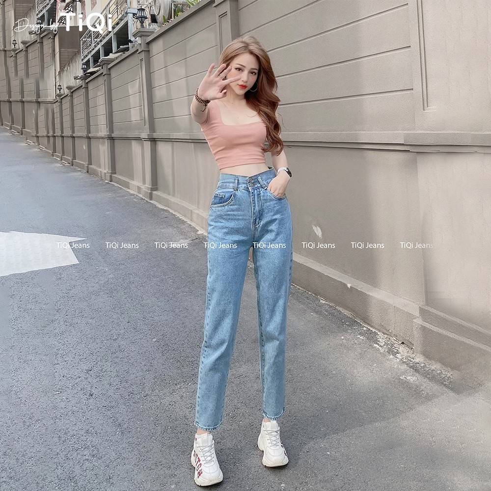 Quần Jean baggy Nữ Lưng Cao 2 Nút Tôn Dáng TiQi Jeans B1-193