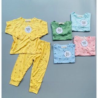 Bộ Dài Tay Bé Trai, Bé Gái Minky Mom Vải Thun Lạnh Họa Tiết Trái Thơm, Bộ Dài Tay Mặc Nhà Cho Bé  MKM2141