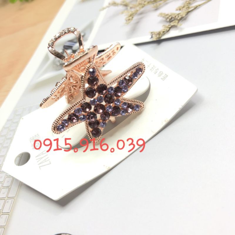 Kẹp Tóc Ngôi Sao Đính Cườm, Kẹp Kim Loại Màu Vàng