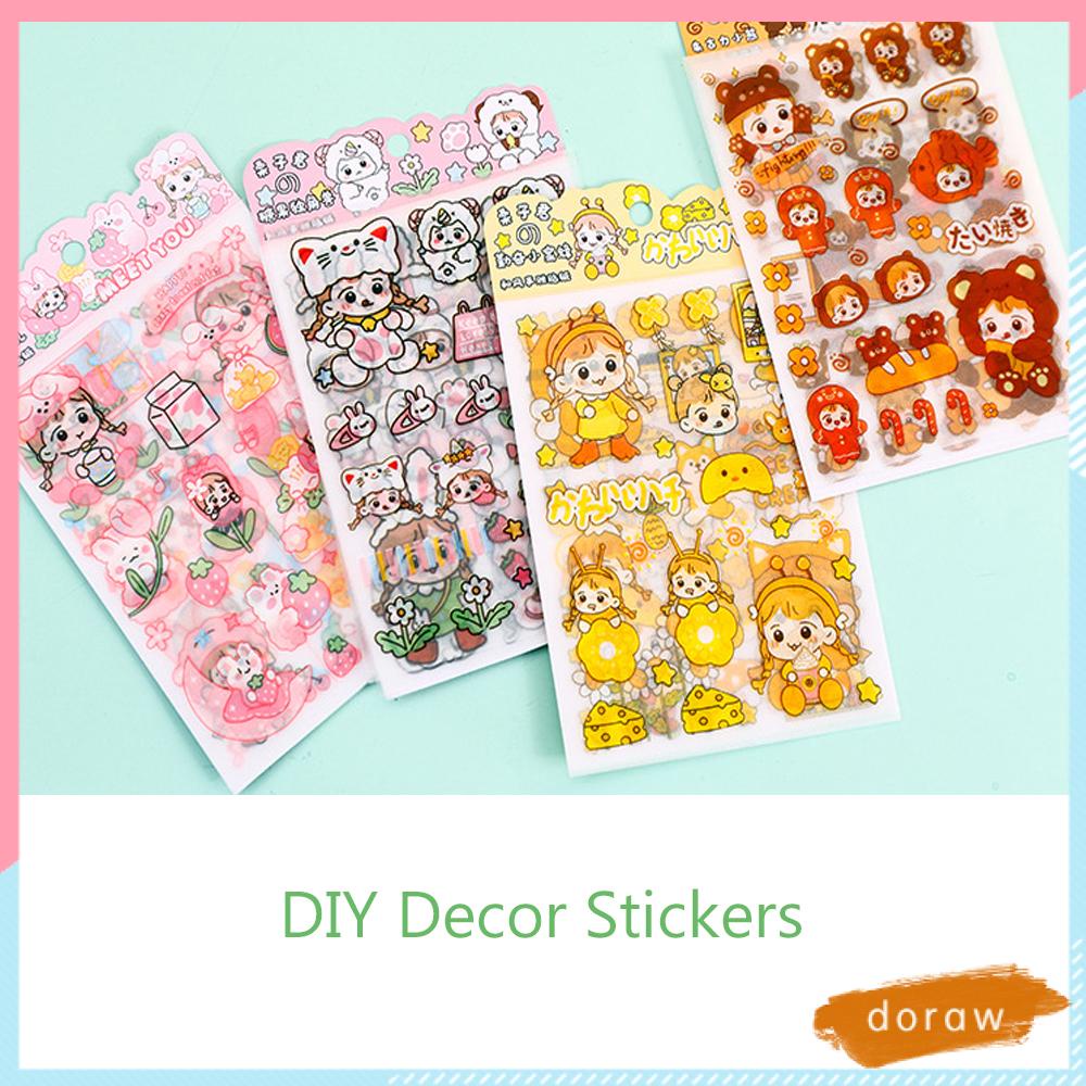 Set 4 Tấm Sticker Dán Trang Trí Nhật Ký Hình Động Vật Hoạt Hình Nhiều Màu Sắc Diy