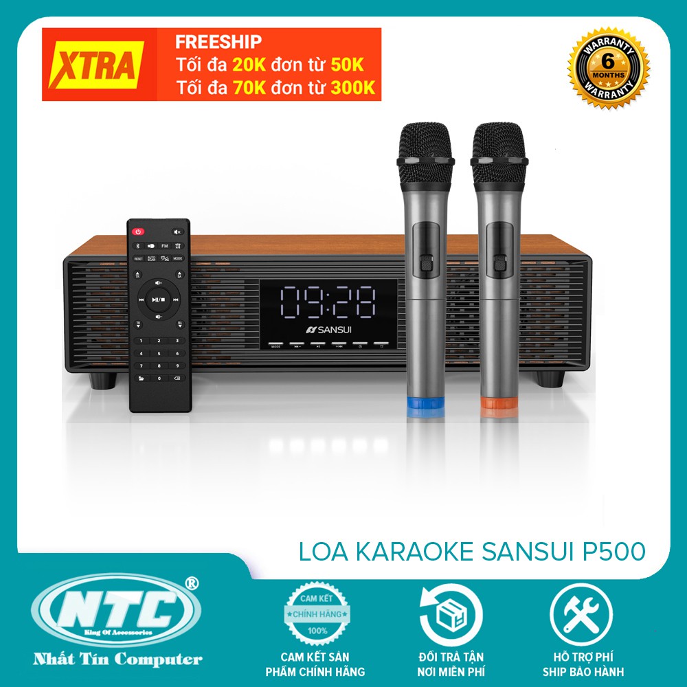 Loa karaoke Sansui P500 nguồn 12V có kèm 2 micro - âm thanh như loa thùng (nhiều màu)