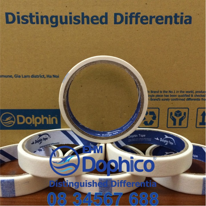 Băng dính giấy Dolphin  dùng dán viết ghi chú, kẻ chỉ sơn tường, cố định tranh vẽ, chặn màu nước