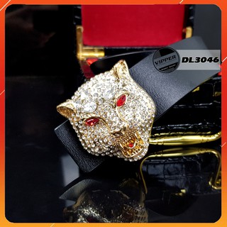 Dây Thắt Lưng,Dây Nịt Nam Mặt Hổ Mạ Vàng Đính Đá Cao Cấp