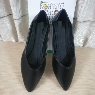 [Ảnh thật] Giày búp bê trơn da mềm đế bệt thời trang