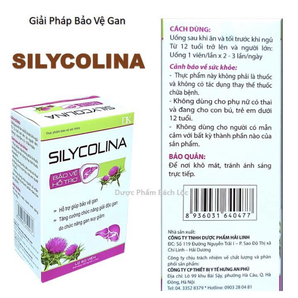 Viên Uống Bổ Gan Silycolina 24mg, cao kế sữa 80mg giúp mát gan, giải độc gan, hạ men gan - Hôp 50 Viên