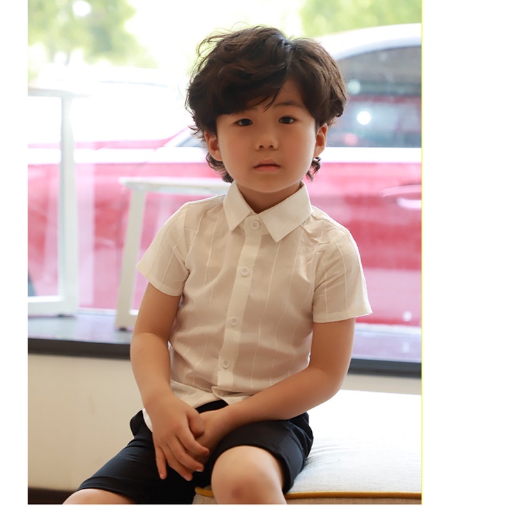 Áo sơ mi trắng cao cấp đi học ngắn tay đồng phục học sinh cho bé trai cấp 1 cấp 2 mã ASMBT019