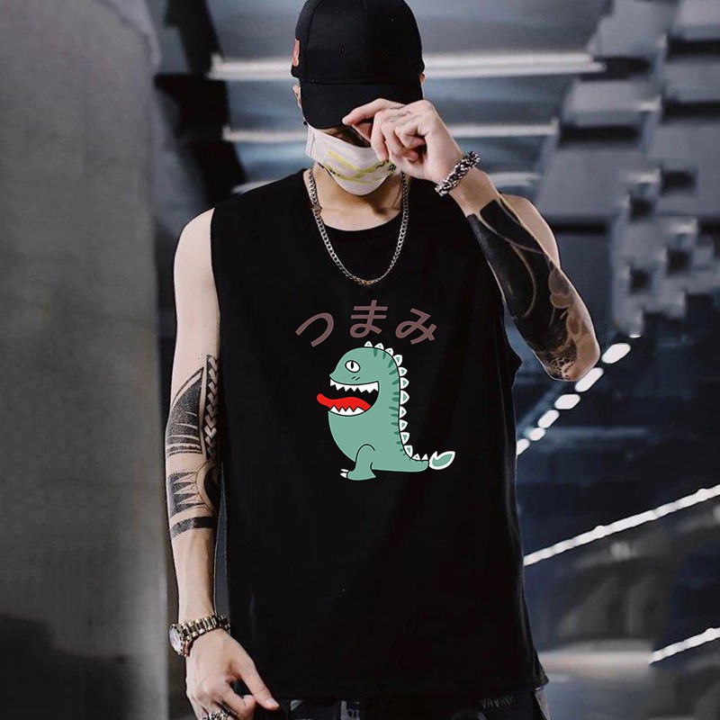 Áo Thun Sát Nách Thoáng Khí In Họa Tiết Hoạt Hình Phong Cách Hip Hop Cho Nam 2021