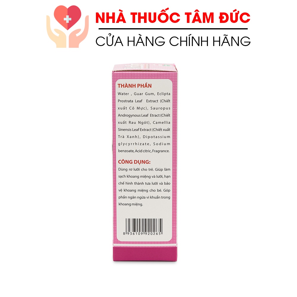 Dung dịch rơ lưỡi Baby chiết xuất cỏ mực, rau ngót, trà xanh - Chai 50ml