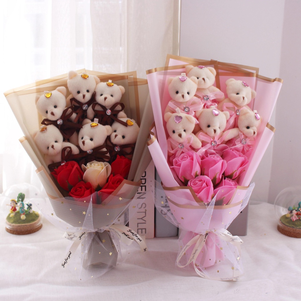 Set 10 Gấu Bông Teddy Dễ Thương Dùng Làm Quà Tặng