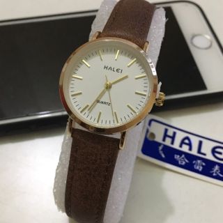 Đồng Hồ Nữ HALEI Dây Da Nâu Đen Phong Cách