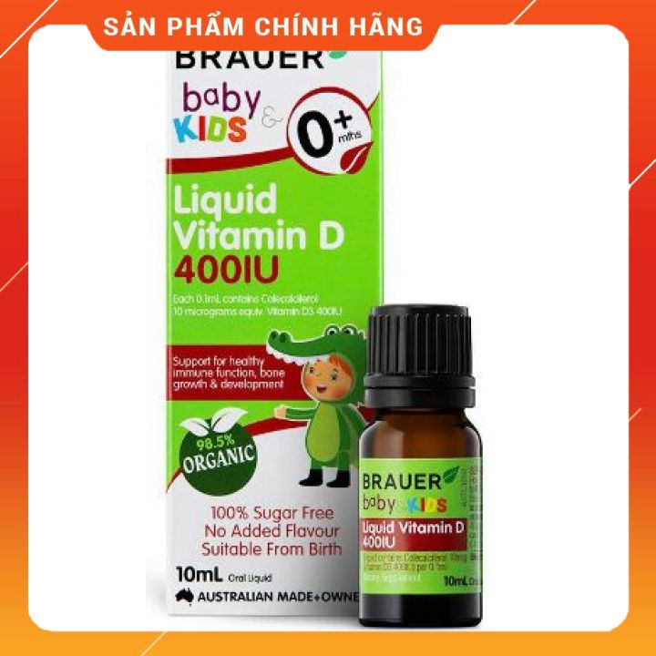 Brauer Liquid Vitamin D 400IU Bổ sung vitamin D cho trẻ sơ sinh lọ 10ml Bumie kid