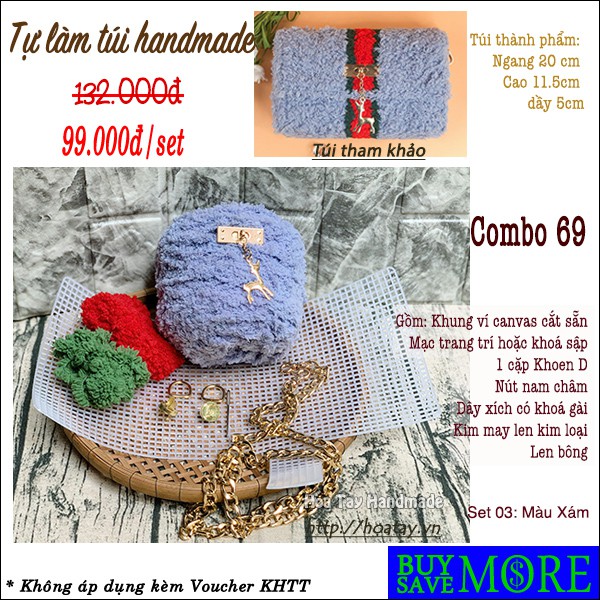 Combo 69 - Tự làm túi xách handmade - Bộ nguyên liệu đầy đủ tự làm