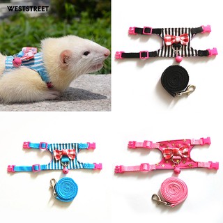 Set dây thắt lưng họa tiết sọc phối chuông kèm dây dắt cho thỏ và chuột hamster