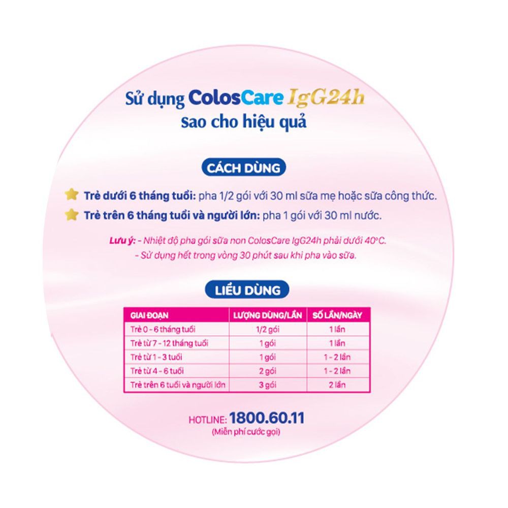 Sữa non tốt cho bé Nutricare Coloscare IgG 24h tăng cường sức đề kháng, tăng cường hệ miễn dịch (Lon 42 gói x 84g)