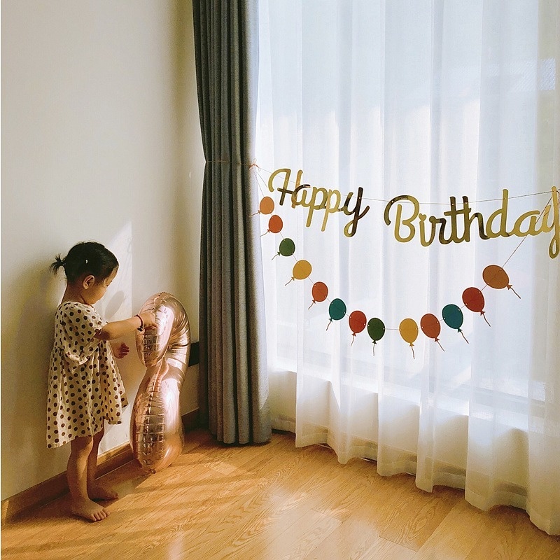 Banner Chữ Happy Birthday Màu Vàng Đồng Độc Đáo Trang Trí Tiệc Sinh Nhật