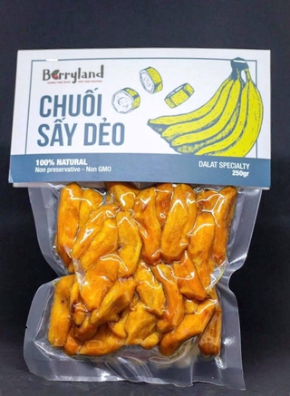Chuối Laba sấy dẻo (Soft dried banana) BerryLand– Gói 250g