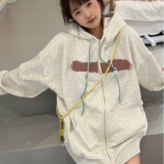 Áo Khoác Cardigan Tay Dài Có Nón In Họa Tiết Ngọt Ngào