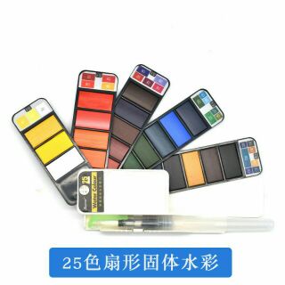 Màu nước Superior dạng thẻ nén loại 25 màu kèm cọ nước