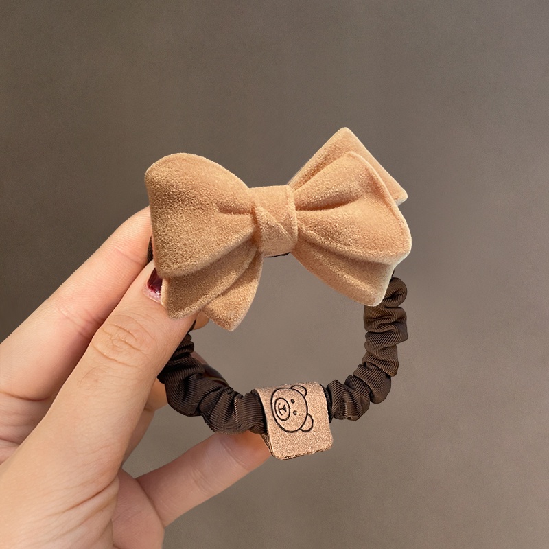 Dây Buộc Tóc Cao Su Bọc Da Đính Nơ Phong Cách Hàn Quốc Cho Nữ