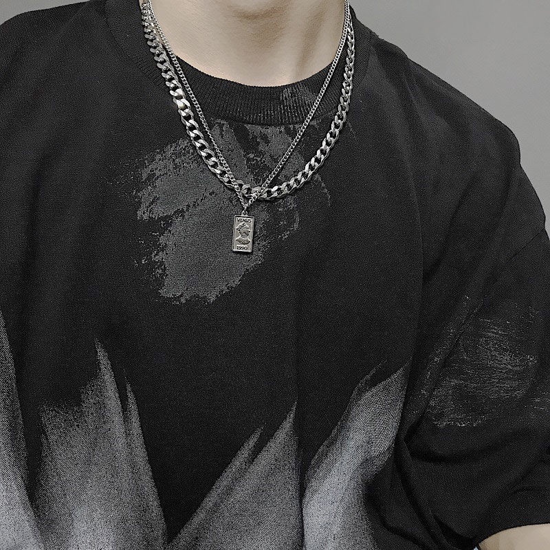 Vòng cổ Hai Lớp Thiết Kế Đơn Giản Cá Tính Cho Nam