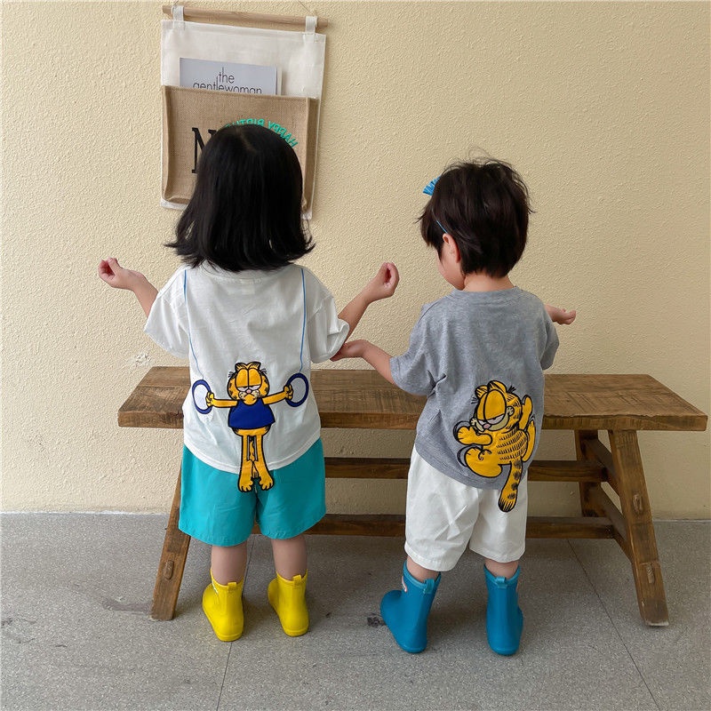 Áo Thun Tay Ngắn Cổ Tròn Thời Trang Mùa Hè Cho Bé Trai Và Gái