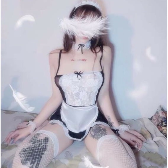 Váy ngủ 2 dây cosplay cô hầu gái gợi cảm, Đầm ngủ cosplay sexy - HG001- Full phụ kiện #1  - QUIN BEE | BigBuy360 - bigbuy360.vn