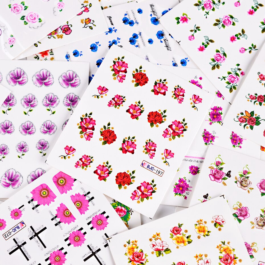 [Hàng mới về] 55 miếng dán hình hoa trang trí móng tay