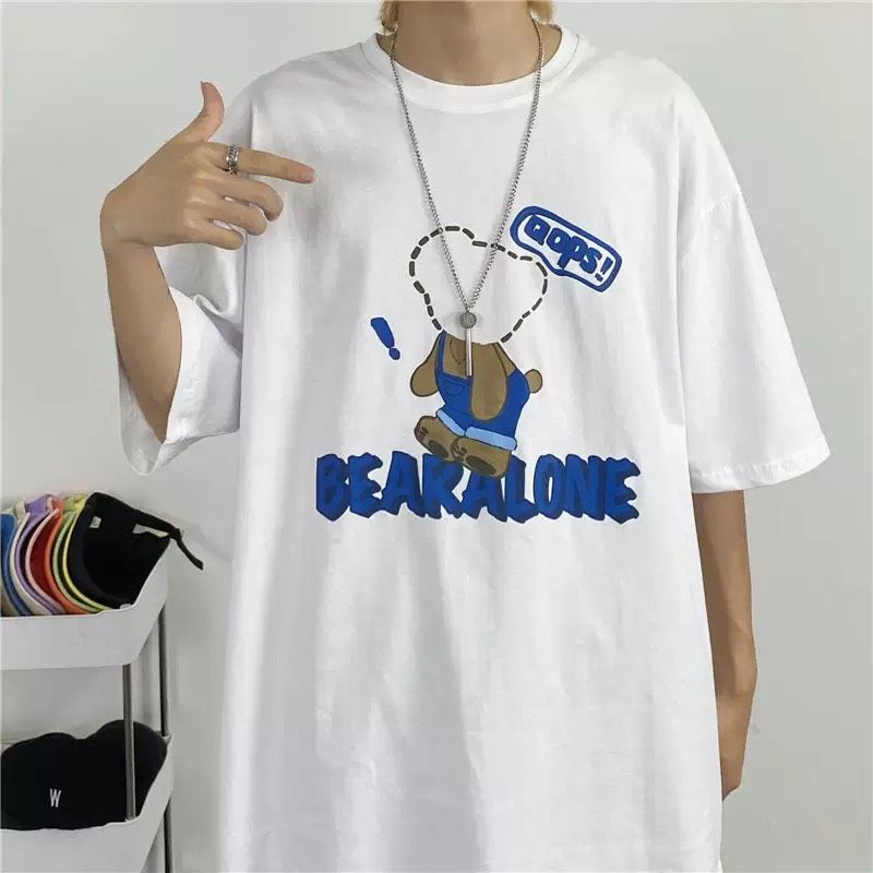 Áo thun tay lỡ unisex dạng áo đôi gấu Bearalone