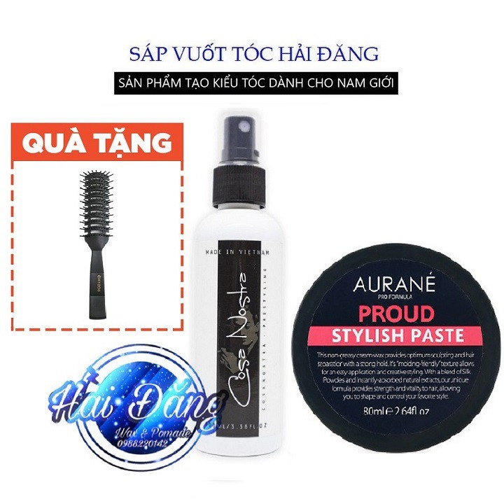 [CHÍNH HÃNG-TẶNG LƯỢC] COMBO Sáp vuốt tóc Aurane Proud Stylish Paste + Xịt Tạo Phồng Cosa Nostra