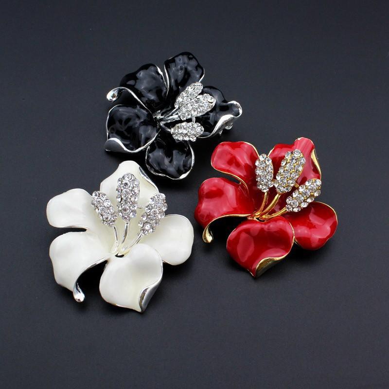 Ghim cài áo hình hoa lily đính kim cương nhân tạo lấp lánh sang trọng MẪU 14(4,6X4,5cm)