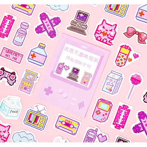 SET STICKER DÁN DỄ THƯƠNG 8BIT NHIỀU CHỦ ĐỀ