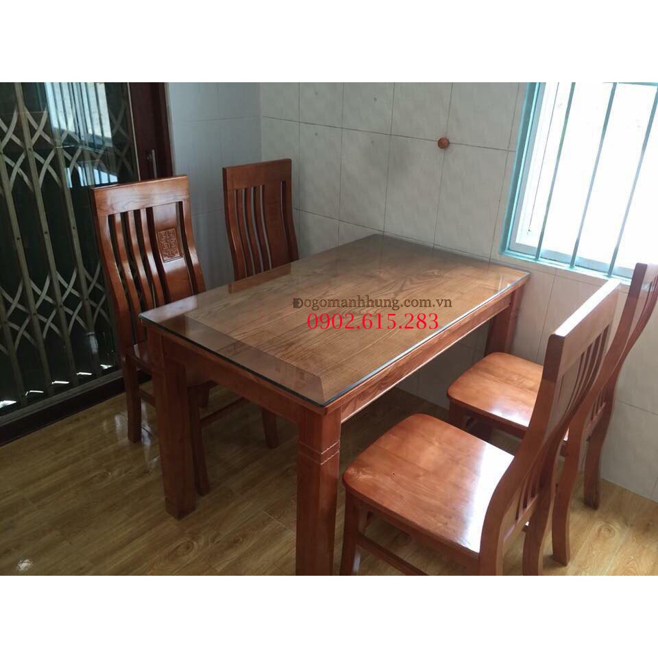 Bộ bàn ghế ăn 4 ghế gỗ sồi màu cánh gián MS 4.3