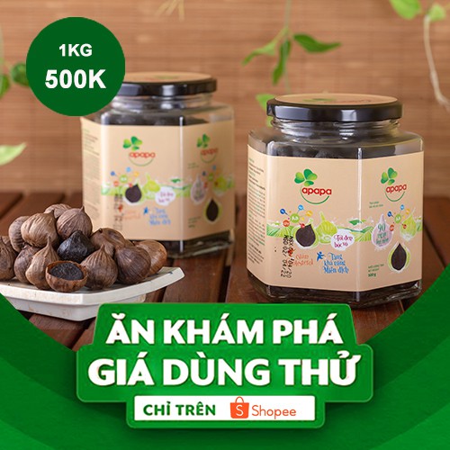 01 Kg tỏi đen APAPA bóc võ dành cho người bị tiểu đương, tăng sức đề kháng, hỗ trợ huyết áp cho người cao tuổi