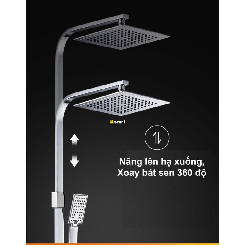 Sen cây tắm vuông inox 304, sen cây tắm đứng inox bóng