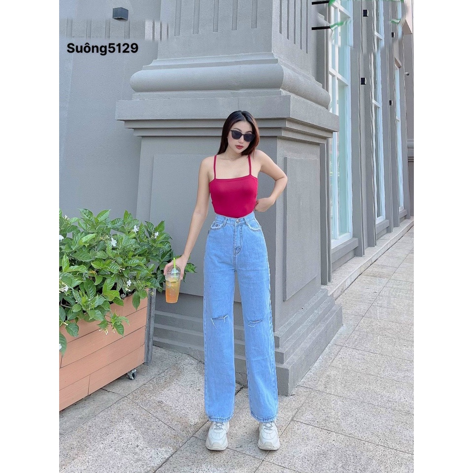 [VIDEO+FREESHIP ] QUẦN JEANS ỐNG RỘNG NỮ LƯNG CAO TUA TÚI PHỐI RÁCH 2 GỐI XANH NHẠT LAI CUỐN XỊN SÒ HADI MÁT MẺ