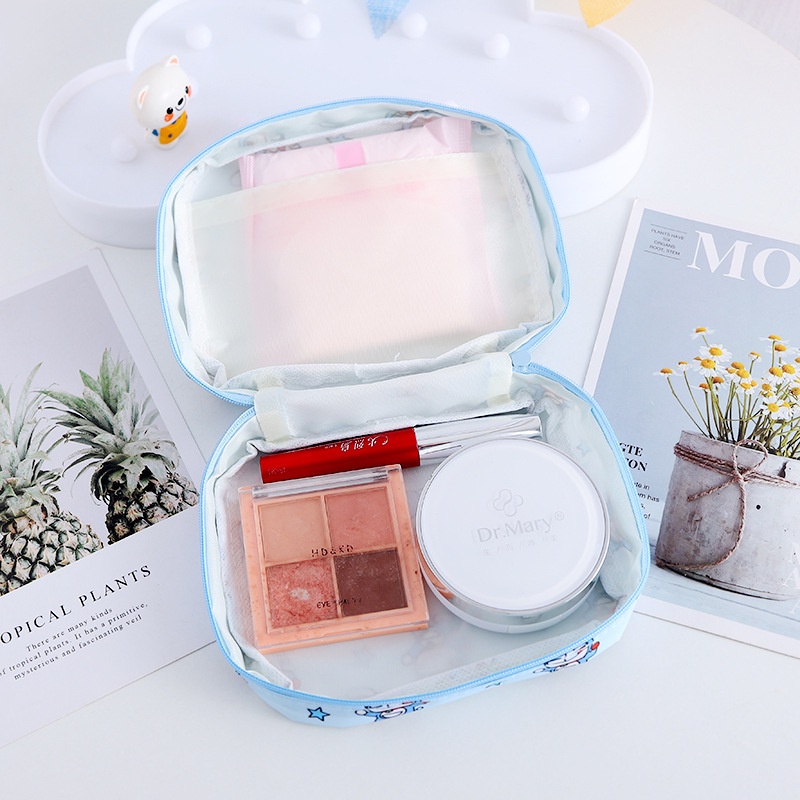 Túi Đựng Khăn Giấy / Son Môi / Mỹ Phẩm Bằng Vải Oxford Chống Thấm Nước Họa Tiết Hoạt Hình Dễ Thương