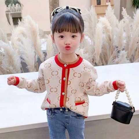 Áo khoác cardigan dệt kim thời trang mùa xuân mới 2021 dành cho bé gái