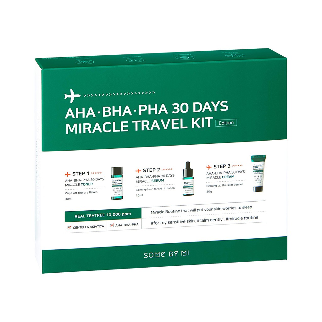 Bộ dưỡng da 3 món giảm mụn &quot;Thần Kỳ&quot; Some By Mi AHA - BHA - PHA 30 Days Miracle Kit