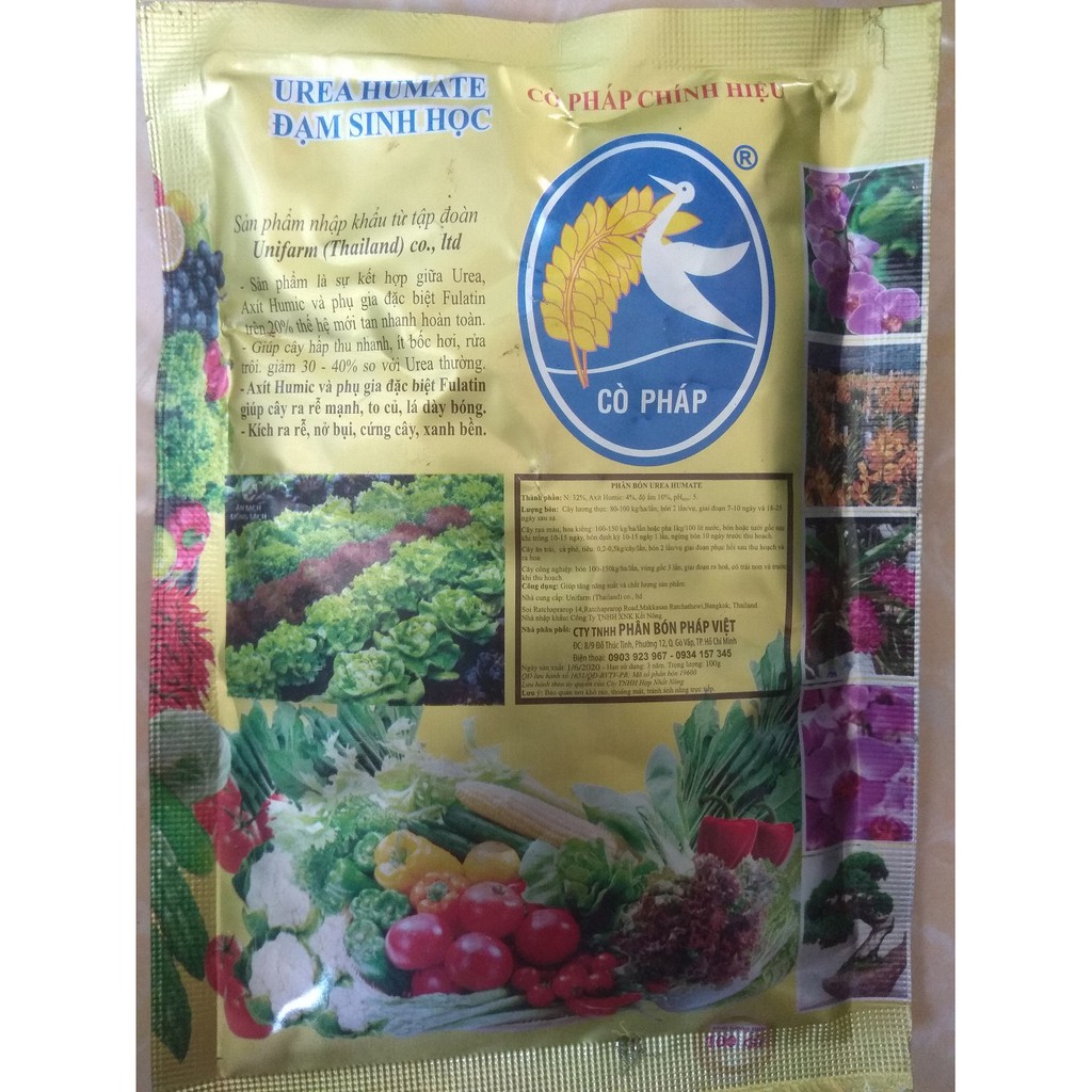 Phân bón đạm sinh học UREA HUMATE Cò pháp chính hiệu - gói 100 gram