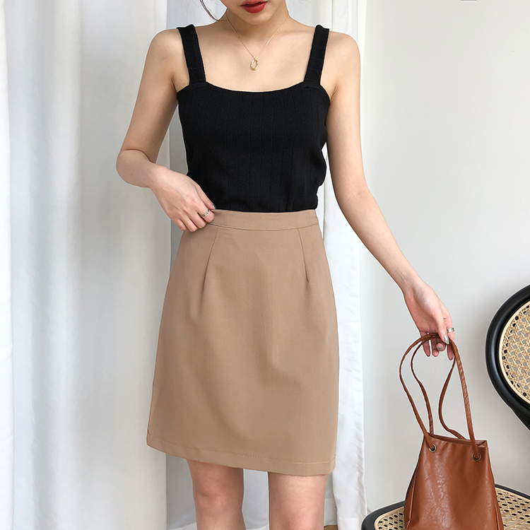 Áo Hai Dây Dệt Kim Cổ Vuông Màu Trơn Thời Trang 34921