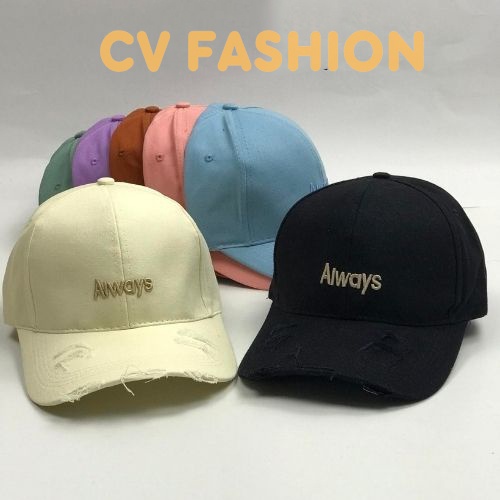 Mũ lưỡi trai thêu chữ Always Nón kết kiểu rách tua rua chất kaki thời trang form unisex nam nữ K17 MN