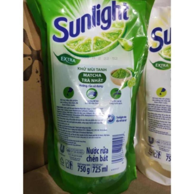 SUNLIGHT Nước Rửa Chén 750g dạng túi Matcha Trà Xanh Nhật , Muối Khoáng Lô Hội TrắngThiên Nhiên 750 g - uri1