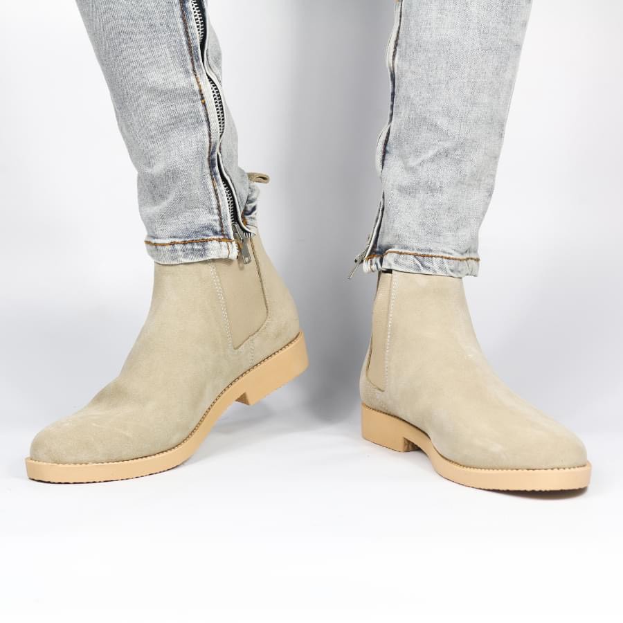 Chelsea Boots Da Lộn Màu Tan Boots Nam Tăng Cao Bí Mật