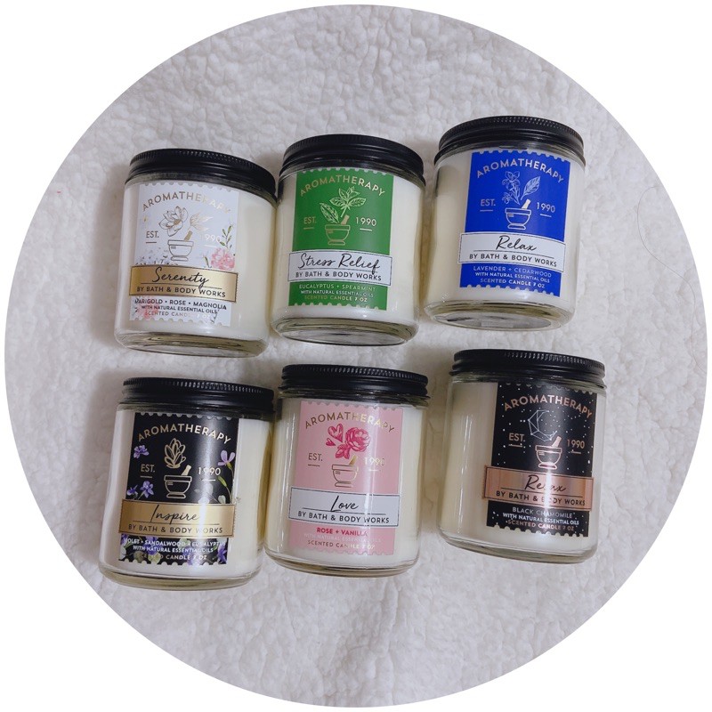 {Chuẩn Auth} {Bill Mỹ} Aromatherapy Nến Thơm Single wich Candle 1 tim 198gr BBW Bath &amp; Body Works 1 bấc one wick