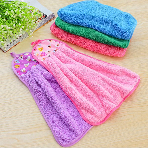 Combo 5 Khăn Lau Tay Nhà Bếp Đa Năng CÓ MÓC TREO TƯỜNG Siêu Thấm Mềm Mại Lau Bếp Lau Cốc Chén Nhiều Màu Sắc Tiện Dụng