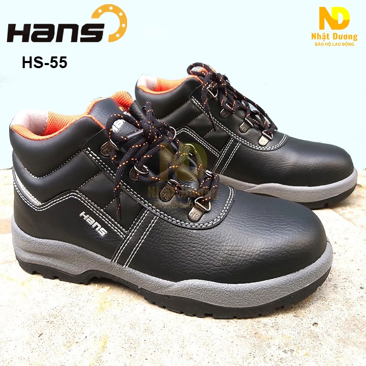 Giày bảo hộ lao động siêu nhẹ nam nữ cao cổ Hans HS55, Giày lao động hàn quốc chống đinh, chống trơn trượt, êm chân