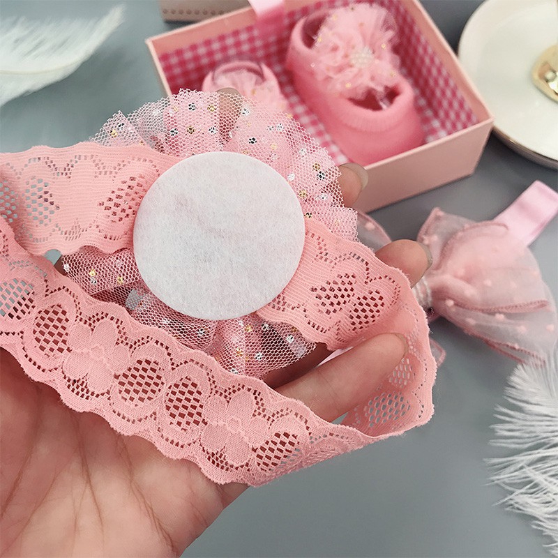 Set vớ/cài tóc đính nơ đáng yêu dành cho bé gái